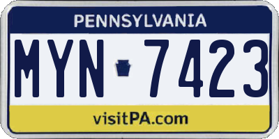 PA license plate MYN7423