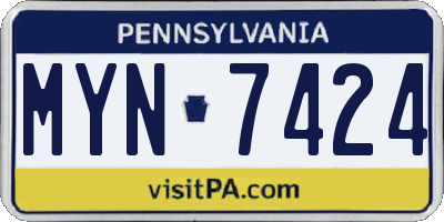 PA license plate MYN7424