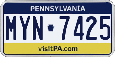 PA license plate MYN7425