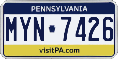 PA license plate MYN7426