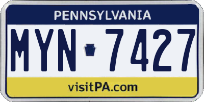 PA license plate MYN7427