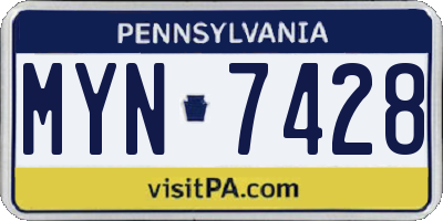 PA license plate MYN7428