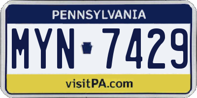 PA license plate MYN7429