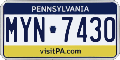 PA license plate MYN7430