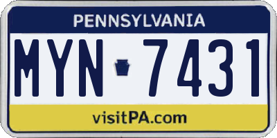 PA license plate MYN7431