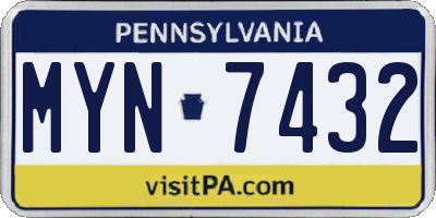 PA license plate MYN7432