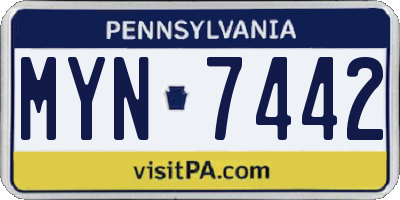 PA license plate MYN7442