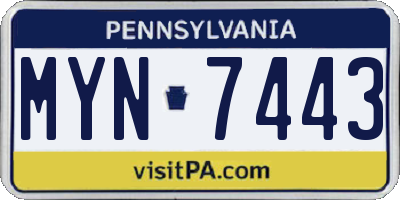 PA license plate MYN7443