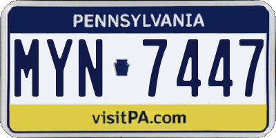PA license plate MYN7447
