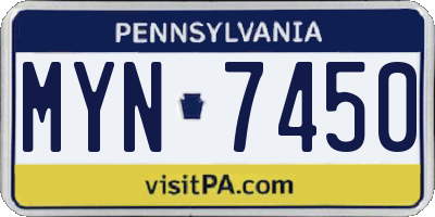 PA license plate MYN7450