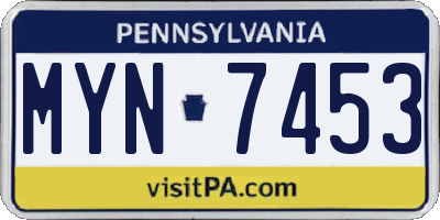 PA license plate MYN7453