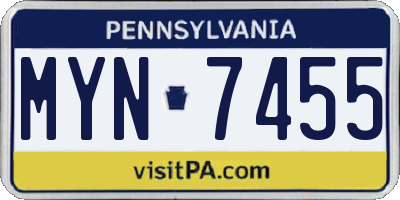 PA license plate MYN7455