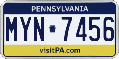 PA license plate MYN7456