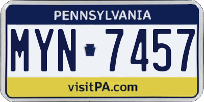 PA license plate MYN7457