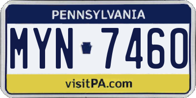 PA license plate MYN7460