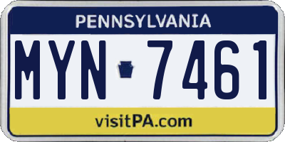 PA license plate MYN7461