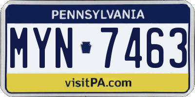PA license plate MYN7463