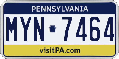 PA license plate MYN7464