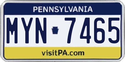 PA license plate MYN7465