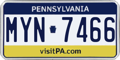 PA license plate MYN7466