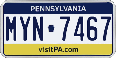 PA license plate MYN7467