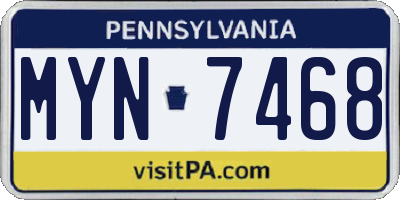 PA license plate MYN7468