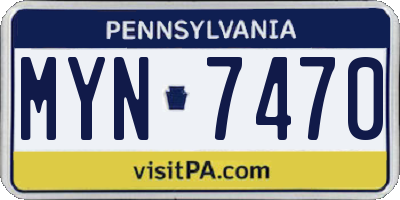 PA license plate MYN7470