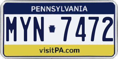 PA license plate MYN7472
