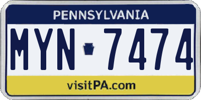 PA license plate MYN7474