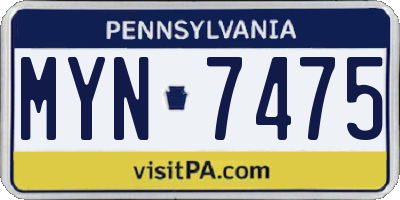 PA license plate MYN7475