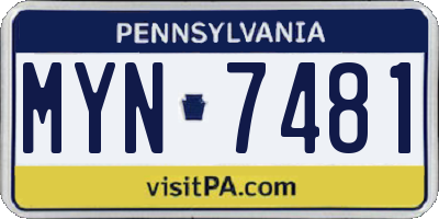 PA license plate MYN7481