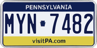 PA license plate MYN7482