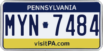 PA license plate MYN7484