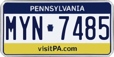 PA license plate MYN7485