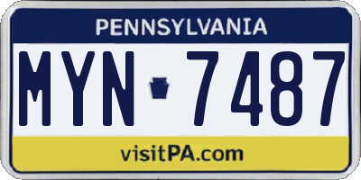 PA license plate MYN7487