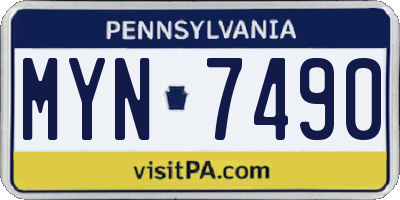 PA license plate MYN7490