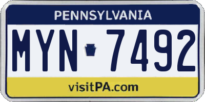 PA license plate MYN7492