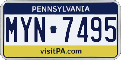 PA license plate MYN7495