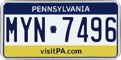 PA license plate MYN7496