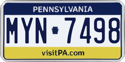PA license plate MYN7498