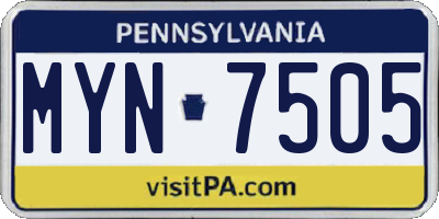 PA license plate MYN7505