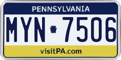 PA license plate MYN7506