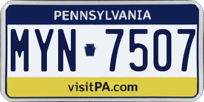 PA license plate MYN7507