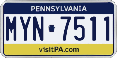 PA license plate MYN7511