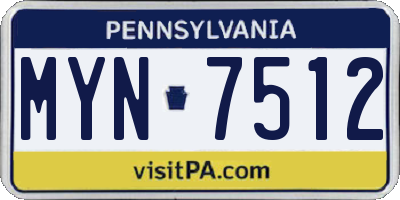 PA license plate MYN7512