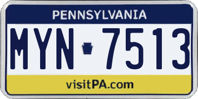 PA license plate MYN7513