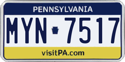 PA license plate MYN7517