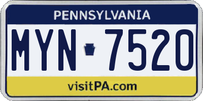 PA license plate MYN7520