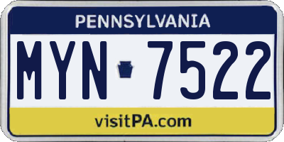 PA license plate MYN7522