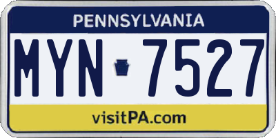 PA license plate MYN7527